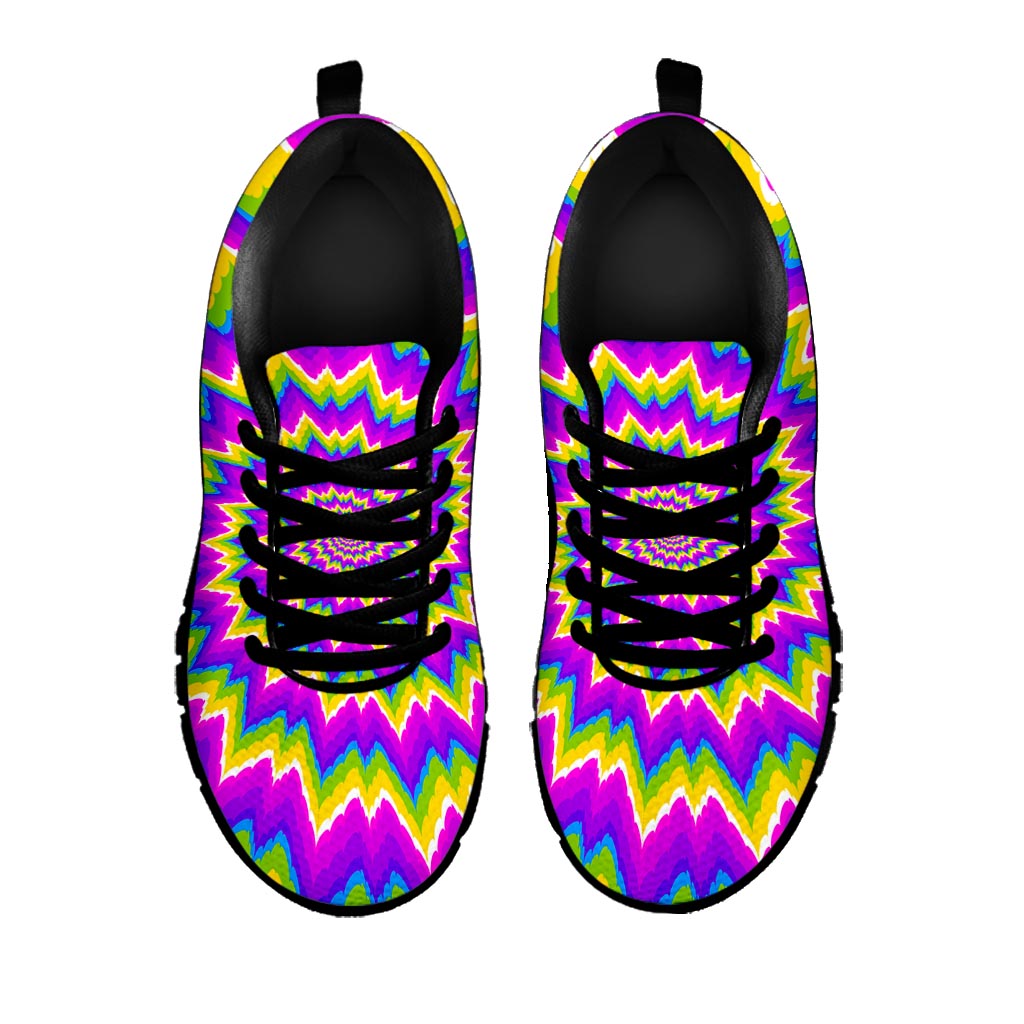 Abstract Spiral Moving Optical Illusion Black Running Shoes