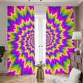 Abstract Spiral Moving Optical Illusion Dimout Pencil Pleat Curtains