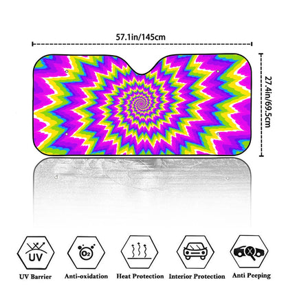 Abstract Spiral Moving Optical Illusion Car Windshield Sun Shade