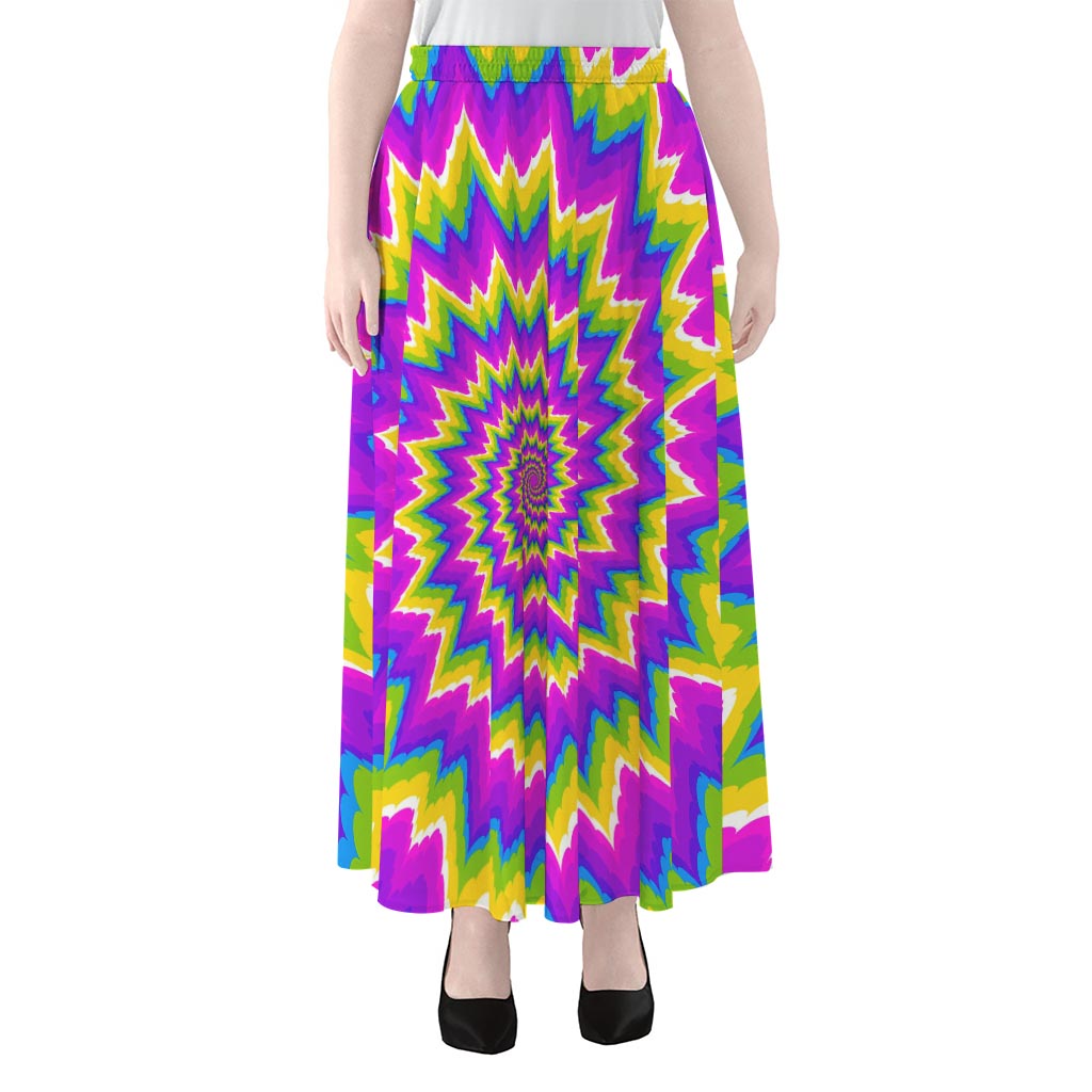 Abstract Spiral Moving Optical Illusion Chiffon Maxi Skirt