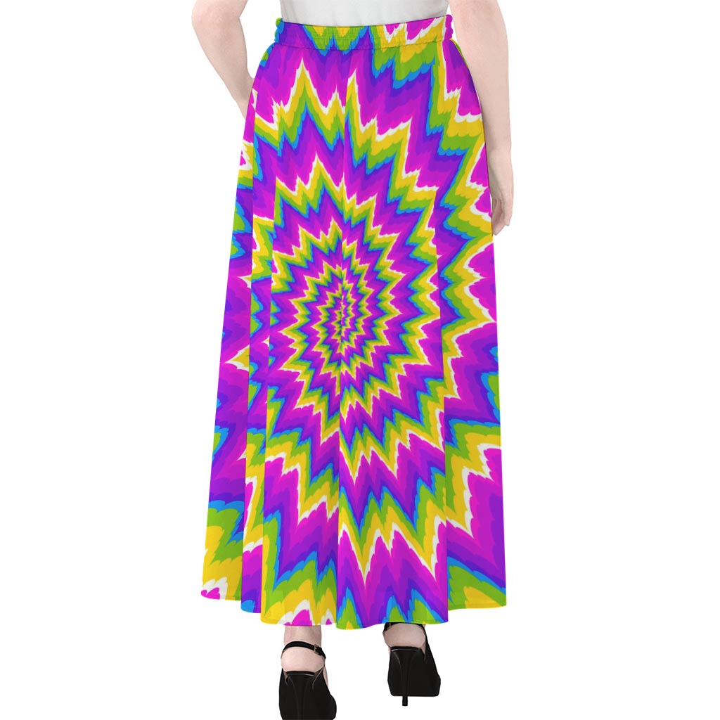 Abstract Spiral Moving Optical Illusion Chiffon Maxi Skirt