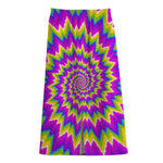 Abstract Spiral Moving Optical Illusion Cotton Front Slit Maxi Skirt