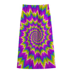 Abstract Spiral Moving Optical Illusion Cotton Front Slit Maxi Skirt