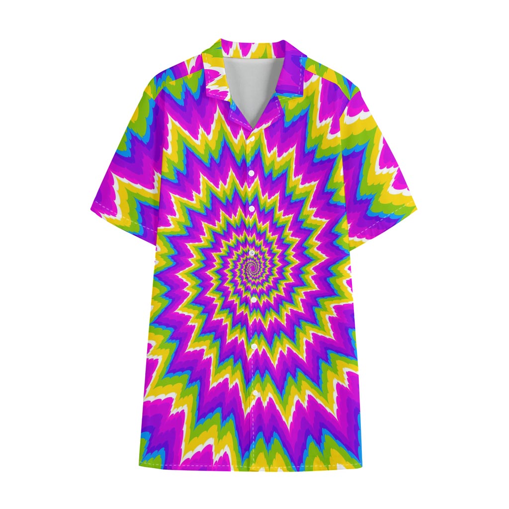 Abstract Spiral Moving Optical Illusion Cotton Hawaiian Shirt