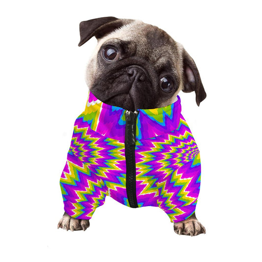 Abstract Spiral Moving Optical Illusion Dog Zip Up Jacket