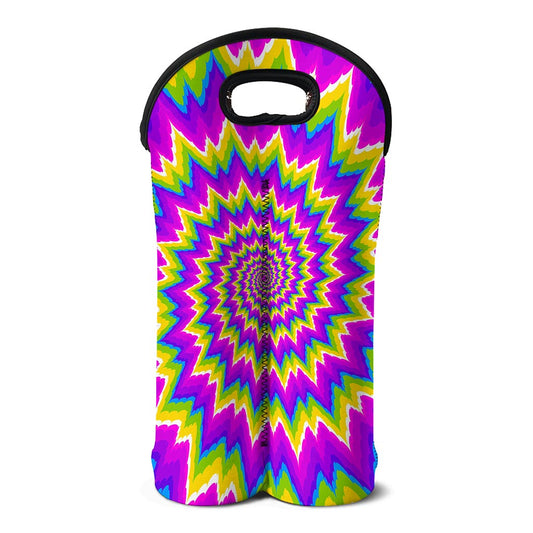 Abstract Spiral Moving Optical Illusion Double Neoprene Wine Tote