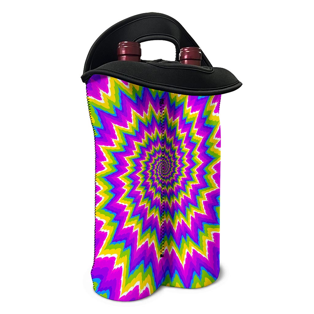 Abstract Spiral Moving Optical Illusion Double Neoprene Wine Tote
