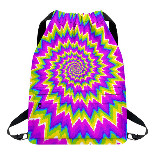 Abstract Spiral Moving Optical Illusion Drawstring Backpack