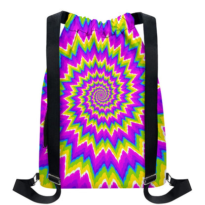 Abstract Spiral Moving Optical Illusion Drawstring Backpack