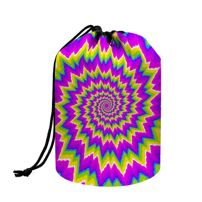Abstract Spiral Moving Optical Illusion Drawstring Makeup Bag