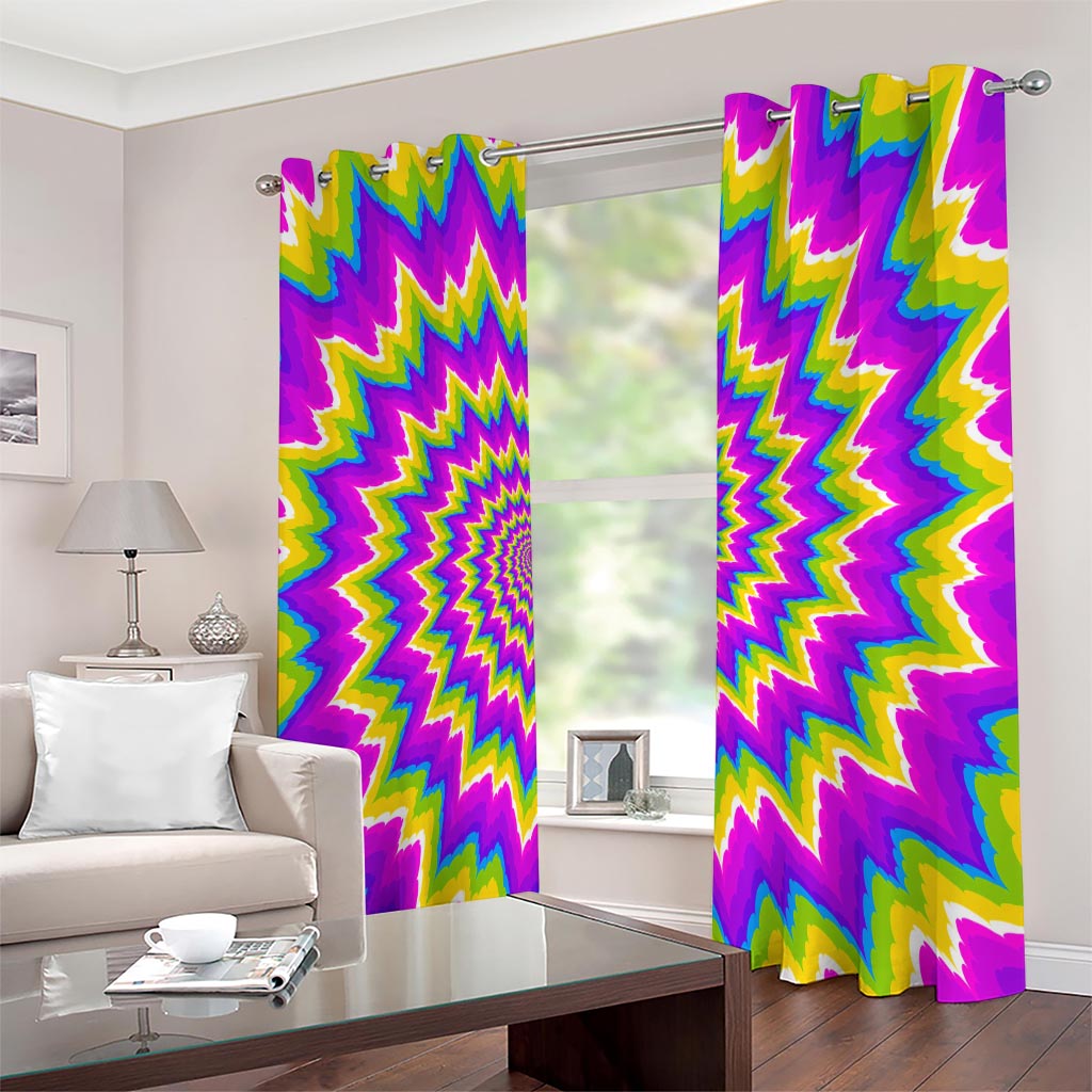 Abstract Spiral Moving Optical Illusion Extra Wide Grommet Curtains