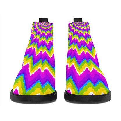 Abstract Spiral Moving Optical Illusion Flat Ankle Boots