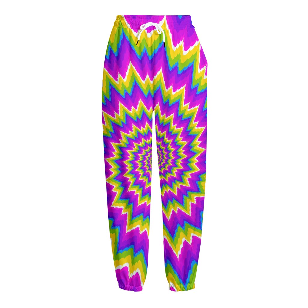 Abstract Spiral Moving Optical Illusion Fleece Lined Knit Pants