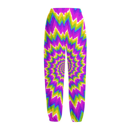 Abstract Spiral Moving Optical Illusion Fleece Lined Knit Pants
