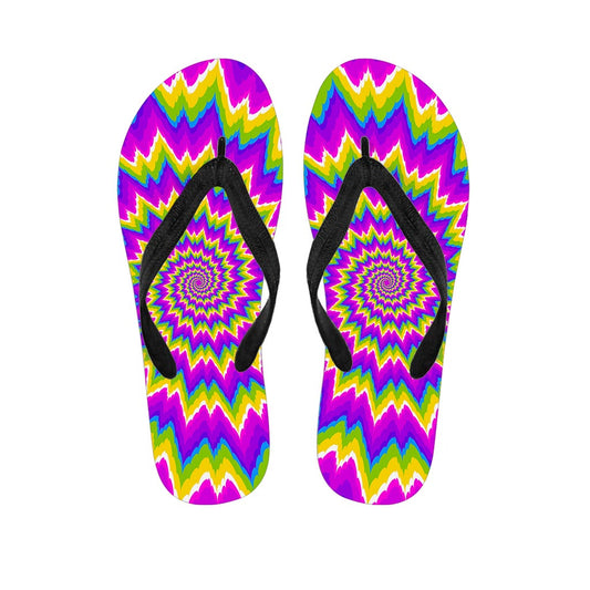 Abstract Spiral Moving Optical Illusion Flip Flops
