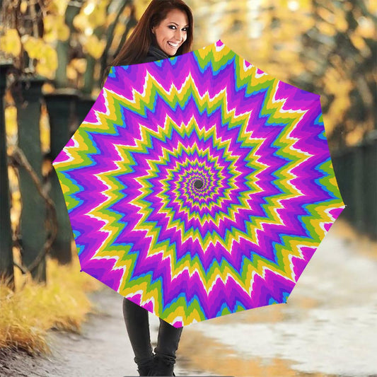 Abstract Spiral Moving Optical Illusion Foldable Umbrella
