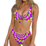 Abstract Spiral Moving Optical Illusion Front Bow Tie Bikini