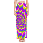 Abstract Spiral Moving Optical Illusion High Slit Maxi Skirt
