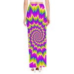 Abstract Spiral Moving Optical Illusion High Slit Maxi Skirt
