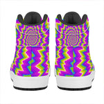 Abstract Spiral Moving Optical Illusion High Top Leather Sneakers