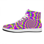Abstract Spiral Moving Optical Illusion High Top Leather Sneakers