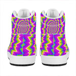 Abstract Spiral Moving Optical Illusion High Top Leather Sneakers