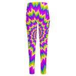 Abstract Spiral Moving Optical Illusion High-Waisted Pocket Leggings