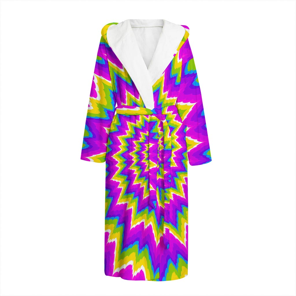 Abstract Spiral Moving Optical Illusion Hooded Bathrobe