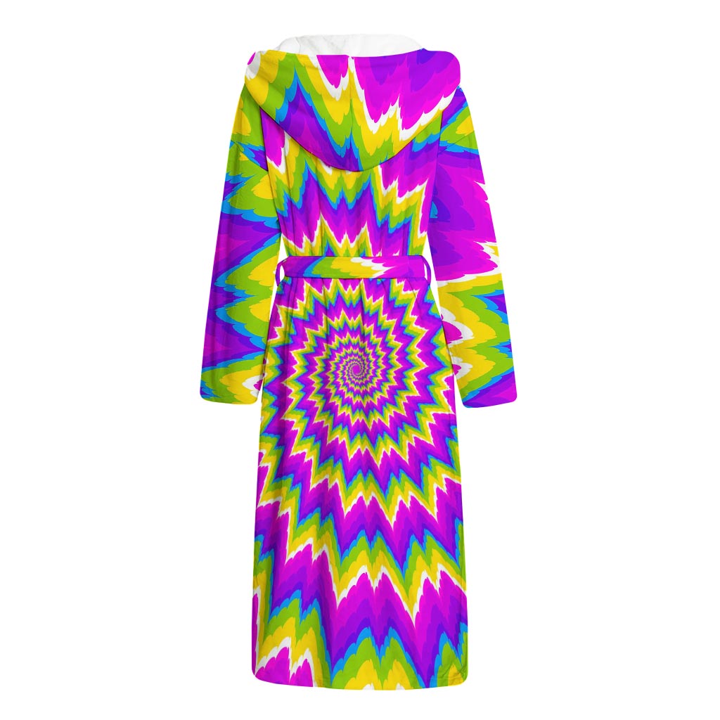 Abstract Spiral Moving Optical Illusion Hooded Bathrobe