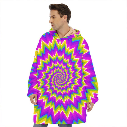 Abstract Spiral Moving Optical Illusion Hoodie Blanket