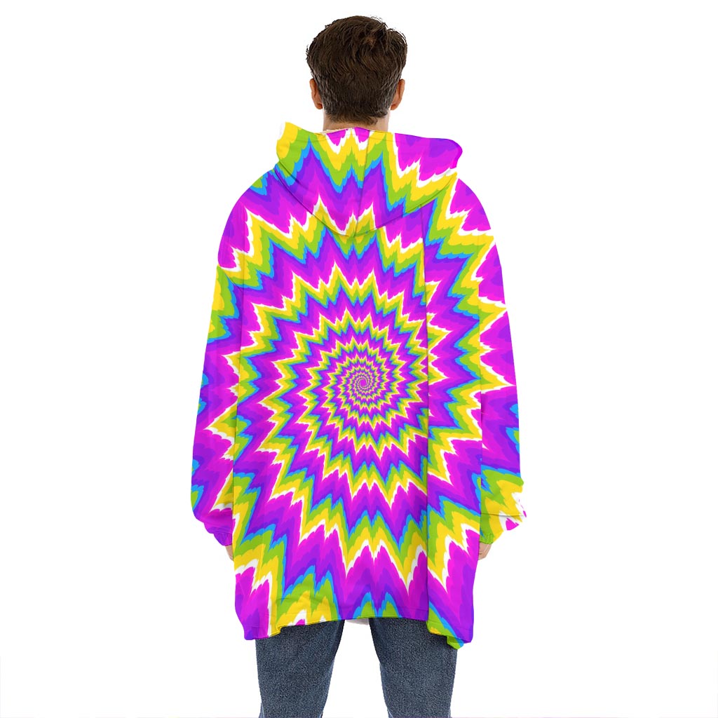 Abstract Spiral Moving Optical Illusion Hoodie Blanket