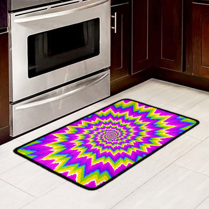 Abstract Spiral Moving Optical Illusion Kitchen Mat