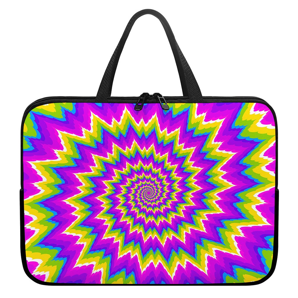 Abstract Spiral Moving Optical Illusion Laptop Sleeve With Handle