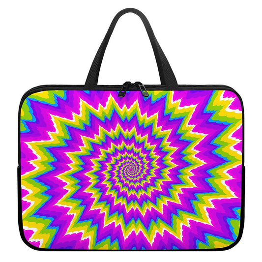 Abstract Spiral Moving Optical Illusion Laptop Sleeve With Handle