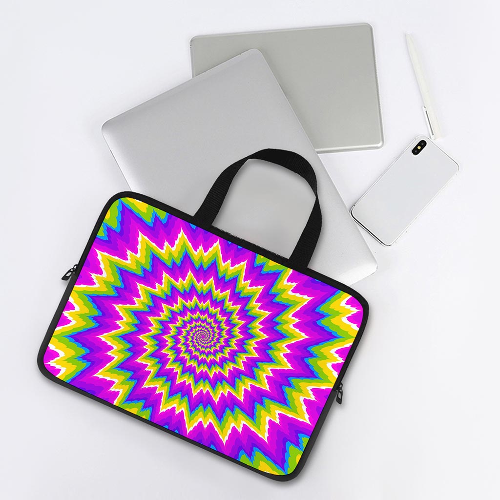 Abstract Spiral Moving Optical Illusion Laptop Sleeve With Handle