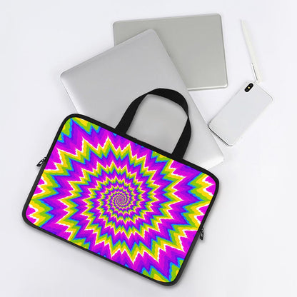 Abstract Spiral Moving Optical Illusion Laptop Sleeve With Handle