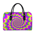 Abstract Spiral Moving Optical Illusion Leather Duffel Bag