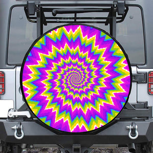 Abstract Spiral Moving Optical Illusion Leather Spare Tire Cover