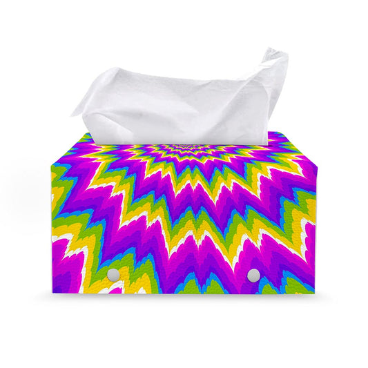 Abstract Spiral Moving Optical Illusion Leather Tissue Box Cover