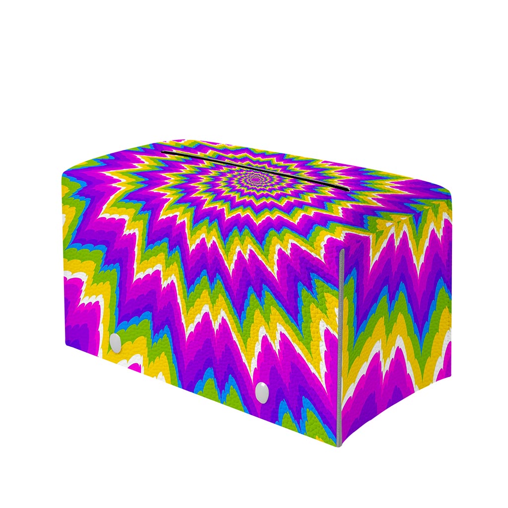 Abstract Spiral Moving Optical Illusion Leather Tissue Box Cover