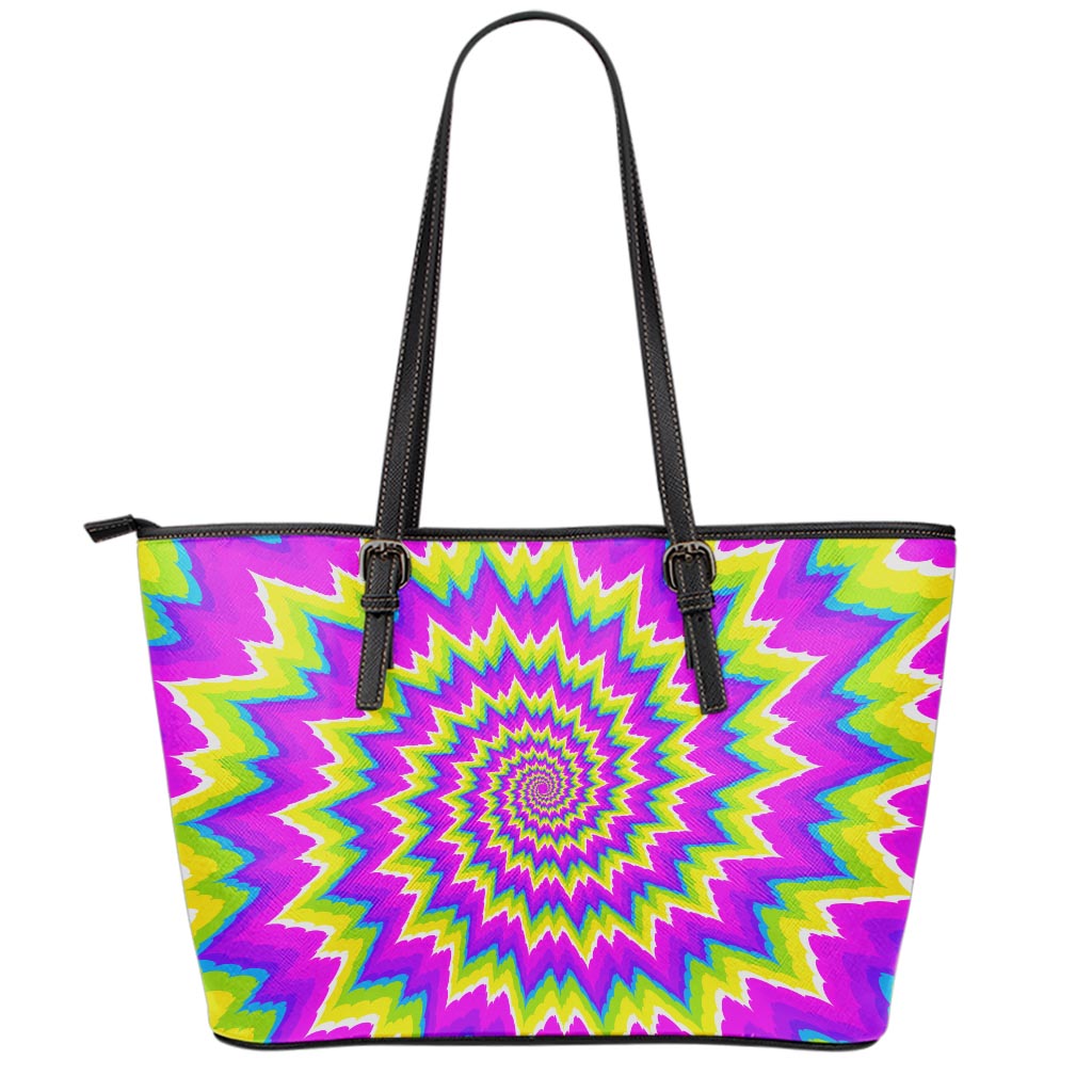 Abstract Spiral Moving Optical Illusion Leather Tote Bag