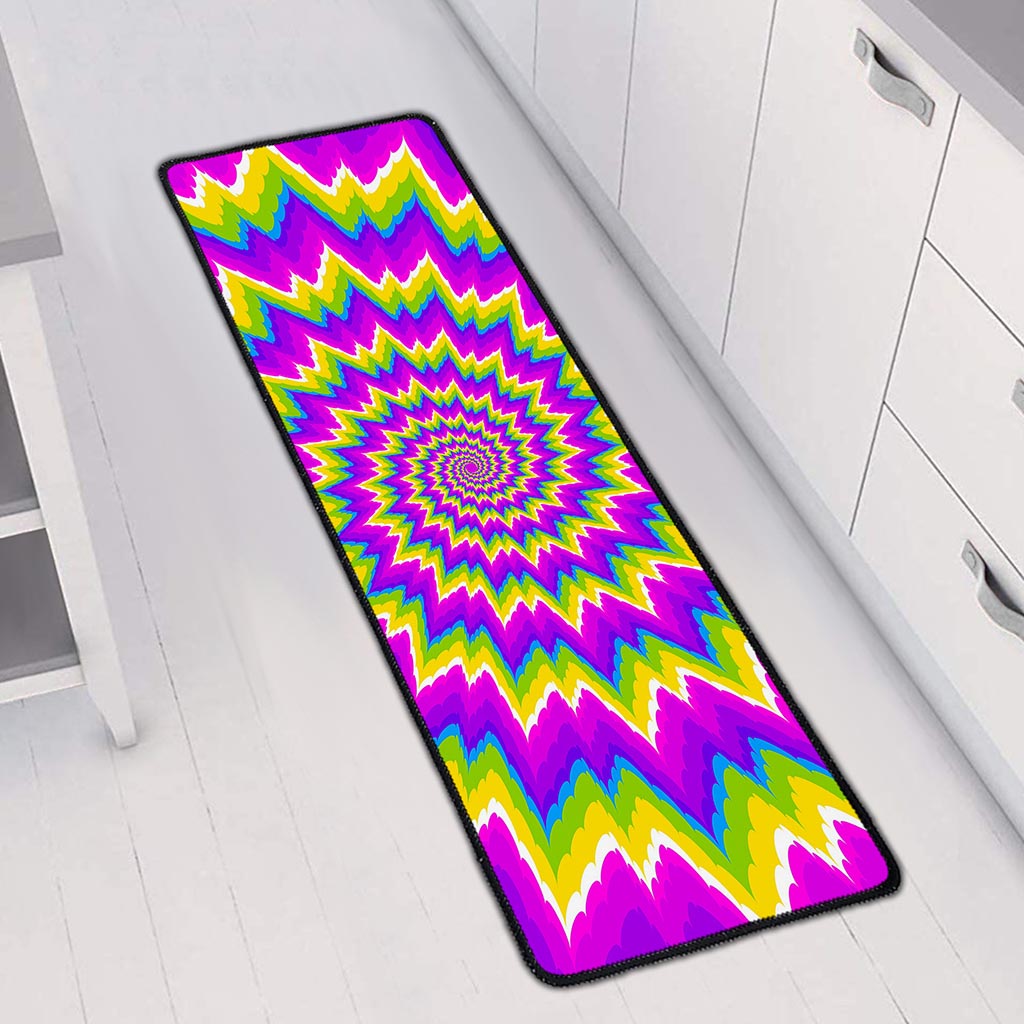 Abstract Spiral Moving Optical Illusion Long Kitchen Mat