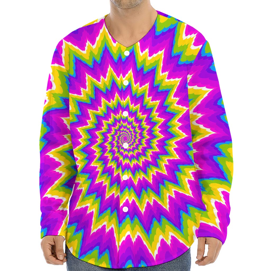 Abstract Spiral Moving Optical Illusion Long Sleeve Baseball Jersey