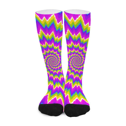 Abstract Spiral Moving Optical Illusion Long Socks