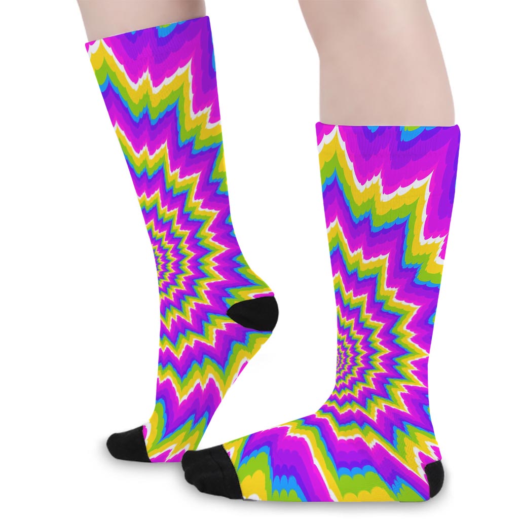 Abstract Spiral Moving Optical Illusion Long Socks
