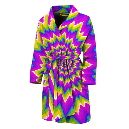 Abstract Spiral Moving Optical Illusion Men's Bathrobe