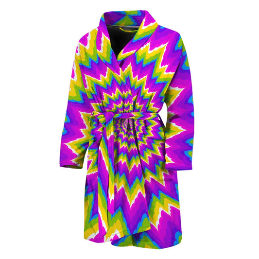Abstract Spiral Moving Optical Illusion Men's Bathrobe