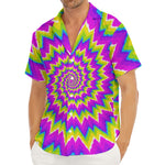 Abstract Spiral Moving Optical Illusion Men's Deep V-Neck Shirt
