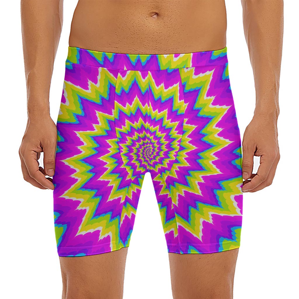 Abstract Spiral Moving Optical Illusion Men's Long Boxer Briefs