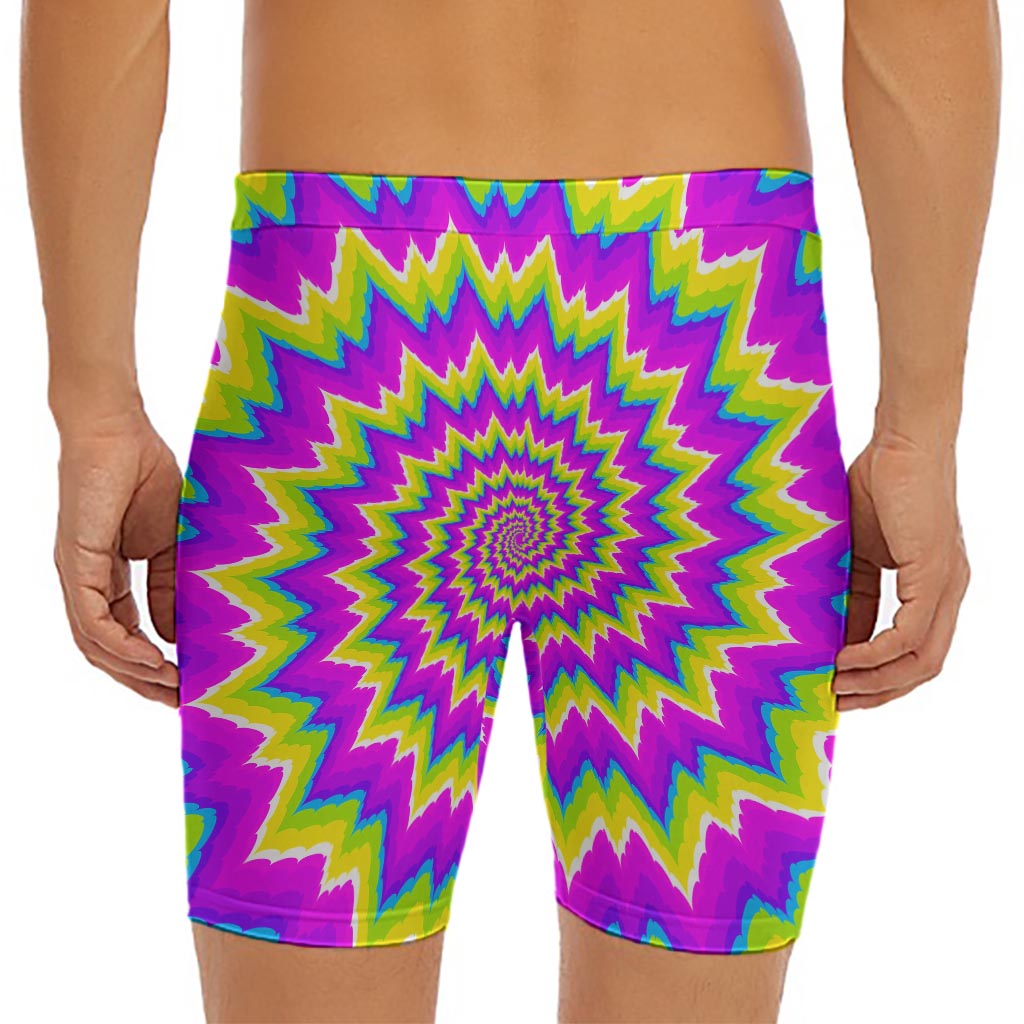 Abstract Spiral Moving Optical Illusion Men's Long Boxer Briefs